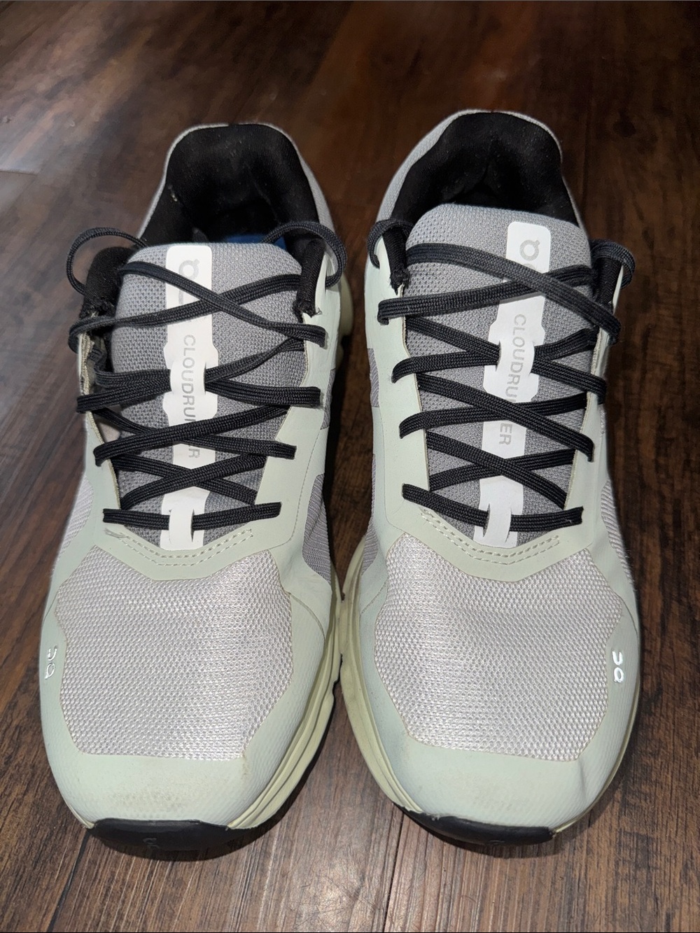 On Cloudrunner running sneakers in the Frost/Aloe colorway,
